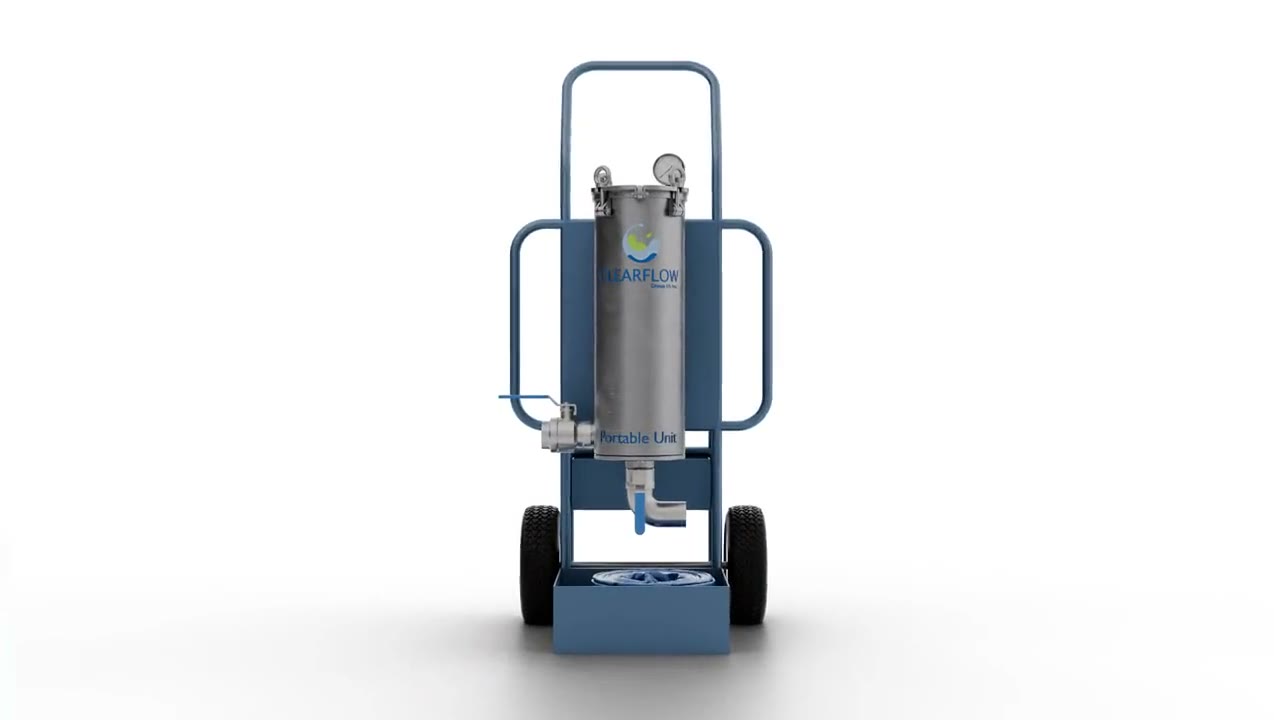 3D explainer of the GFR100P portable gel flocculant reactor
